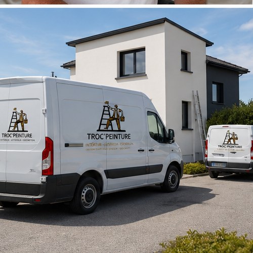 Chantier de ravalement de façade d'une maison dans le Morbihan